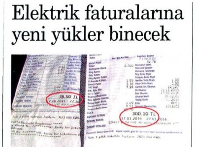 ELEKTRİK FATURALARINA YENİ YÜKLER BİNECEK (9 EYLÜL)