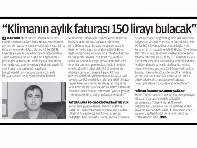KLİMANIN AYLIK FATURASI 150 LİRAYI BULACAK (YENİ DEVİR)