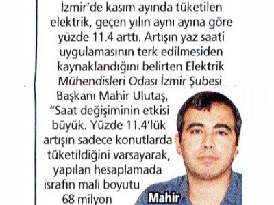 ELEKTRİK TÜKETİMİ YÜZDE 11.4 ARTTI (POSTA EGE)