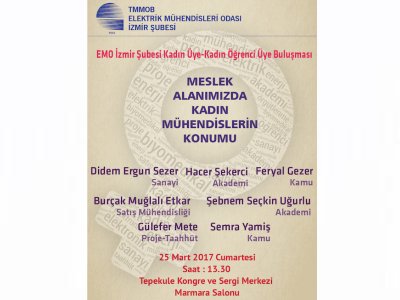 EMO İZMİR ŞUBESİ KADIN ÜYE-KADIN ÖĞRENCİ ÜYE BULUŞMASI: MESLEK ALANIMIZDA KADIN MÜHENDİSLERİN KONUMU