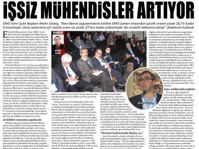 İŞSİZ MÜHENDİSLER ARTIYOR (YENİ BAKIŞ)