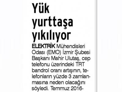 YÜK YURTTAŞA YIKILIYOR (GÜNLÜK EVRENSEL)