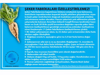 ŞEKER FABRİKALARI ÖZELLEŞTİRİLEMEZ!