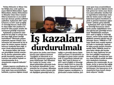 DÜZCE DAMLA: İŞ KAZALARI DURDURULMALI
