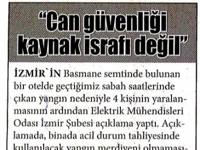 EMO: `CAN GÜVENLİĞİ KAYNAK ISRAFI DEĞİLDİR` (YENİ BAKIŞ)