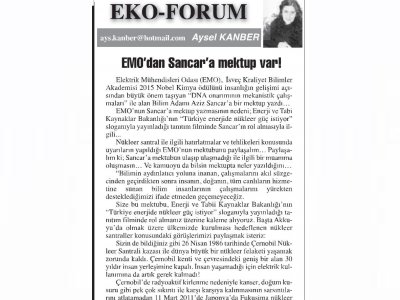 EMO`DAN SANCAR`A MEKTUP VAR!  (AYSEL KANBER, BAŞKENT GAZETESİ, 09.04.2018)