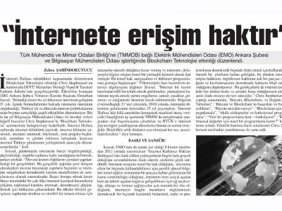 İNTERNETE ERİŞİM HAKTIR (BAŞKENT GAZETESİ, 18.04.2018)