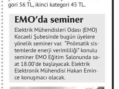 ÖZGÜR KOCAELİ:EMO`DA SEMİNER