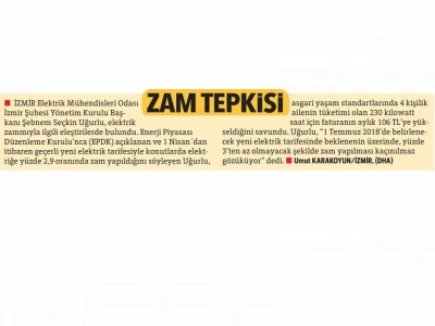 ZAM TEPKİSİ (HÜRRİYET EGE)