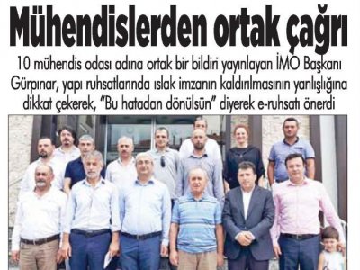 SAKARYA YENİ HABER:MÜHENDİSLERDEN ORTAK ÇAĞRI