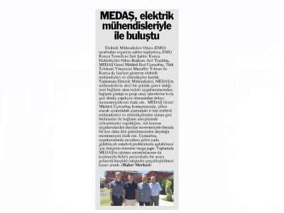MEDAŞ, ELEKTRİK MÜHENDİSLERİYLE İLE BULUŞTU (KONYA POSTASI, 15.08.2018)