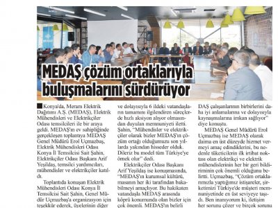 MEDAŞ ÇÖZÜM ORTAKLARIYLA BULUŞMALARINI SÜRDÜRÜYOR (KONYA HAKİMİYET, 24.09.2018)