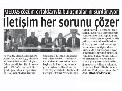MEDAŞ`TA İSTİŞARE TOPLANTISI (KONYA PUSULA, 24.09.2018)