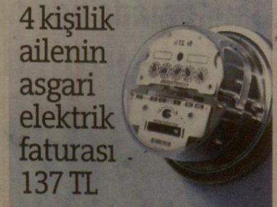 4 KİŞİLİK ASGARİ ELEKTRİK FATURASI 137 TL (BURSA HAKİMİYET)