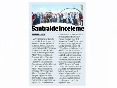 SANTRALDE İNCELEME (ESKİŞEHİR ANADOLU, 07.11.2018)