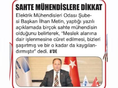 SAHTE MÜHENDİSLERE DİKKAT (ANTALYA GÜNDEM - 25.12.2018)