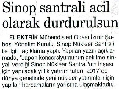 SİNOP SANTRALİ ACİL OLARAK DURDURULSUN (9 EYLÜL)