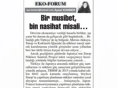 BİR MUSİBET, BİN NASİHAT MİSALİ...(AYSEL KANBER-BAŞKENT GAZETESİ)