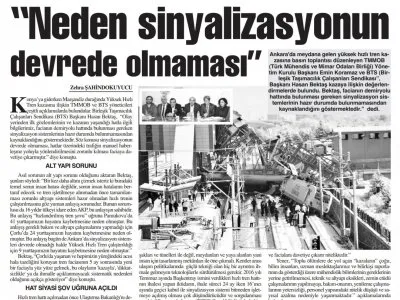 `NEDEN SİNYALİZASYONUN DEVREDE OLMAMASI` (BAŞKENT GAZETESİ, 15.12.2018)