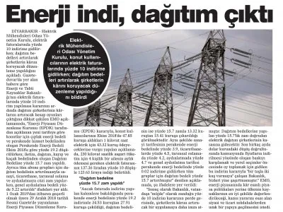 ENERJİ İNDİ, DAĞITIM ÇIKTI (DİYARBAKIR YENİGÜN)