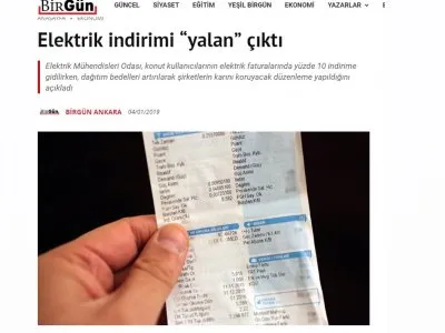 ELEKTRİK İNDİRİMİ YALAN ÇIKTI (BİRGUN.NET)