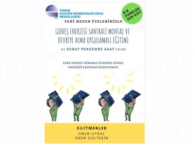 YENİ MEZUN ÜYELERİMİZLE BİRLİKTE ŞUBE HİZMET BİNAMIZIN ÇATISI ÜZERİNE GÜNEŞ ENERJİSİ SANTRALİ KURUYORUZ.