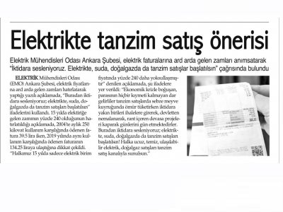 ELEKTRİKTE TANZİM SATIŞ ÖNERİSİ (9 EYLÜL İZMİR, 27.03.2019)