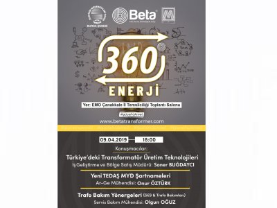 TÜRKİYE`DEKİ TRANSFORMATÖR ÜRETİM TEKNOLOJİLERİ
09.04.2019 EMO ÇANAKKALE İL TEMSİLCİLİĞİ