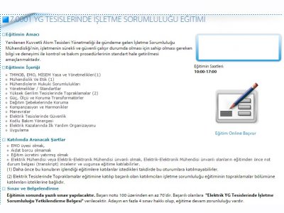 YG TESİSLERİNDE İŞLETME SORUMLULUĞU EĞİTİMİ