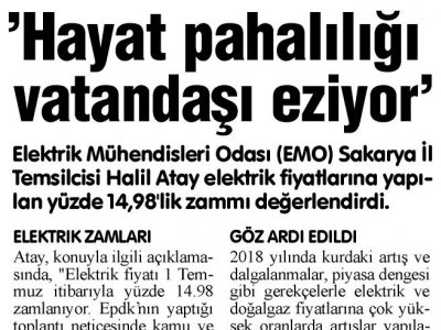 SAKARYA HALK:HAYAT PAHALILIĞI VATANDAŞI EZİYOR‘