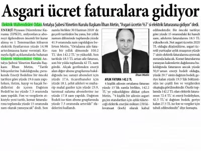 ASGARİ ÜCRET FATURALARA GİDİYOR (YENİ ASYA-02.07.2019)