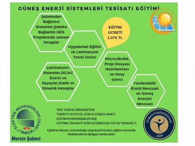 ŞUBEMİZDE GÜNEŞ ENERJİ SİSTEMLERİ TESİSATI EĞİTİMİ DÜZENLİYORUZ.