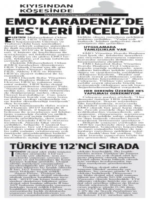 EMO KARADENİZDE HESLERİ İNCELEDİ (DEVRİM GAZETESİ)