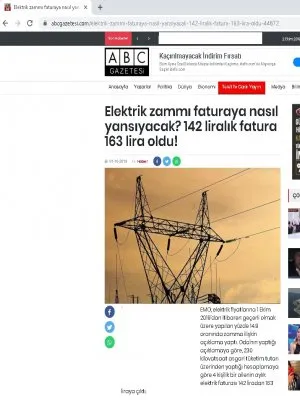 ELEKTRİK ZAMMI FATURAYA NASIL YANSIYACAK? 142 LİRALIK FATURA 163 LİRA OLDU! (ABCGAZETESİ.COM)