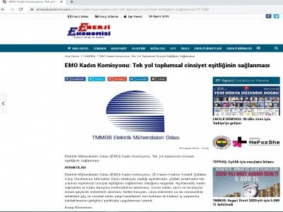 EMO KADIN KOMİSYONU: TEK YOL TOPLUMSAL CİNSİYET EŞİTLİĞİNİN SAĞLANMASI (ENERJİEKONOMİSİ.COM)