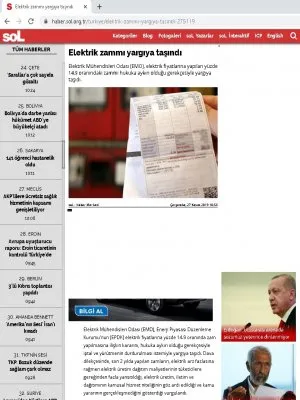 ELEKTRİK ZAMMI YARGIYA TAŞINDI (SOL.ORG.TR)