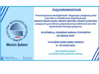 10.DÖNEM 4.DANIŞMA KURULU TOPLANTISI VE 11.OLAĞAN ŞUBE GENEL KURULU DAVET