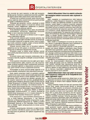 GAZİ İPEK: `EMO ENERJİ, ELEKTRİK MALZEMELERİ ÜRETİMİ VE AYDINLATMA SEKTÖRLERİNE İLİŞKİN GERÇEKLEŞTİRDİĞİ ETKİNLİKLERLE SEKTÖRÜN GELİŞİMİNE KATKI SAĞLAMAKTADIR` (ELEKTRİK DÜNYASI DERGİSİ)