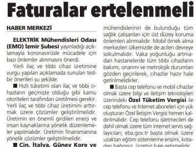 ELEKTRİK FATURALARI ERTELENMELİ (AYDINLIK)