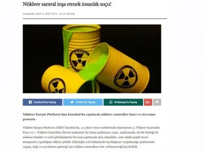 NÜKLEER SANTRAL İNŞA ETMEK İNSANLIK SUÇU (YENİYASAMGAZETESİ)
