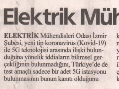 ELEKTRİK MÜHENDİSLERİ ODASI`NDAN 5G AÇIKLAMASI (İLKSES)