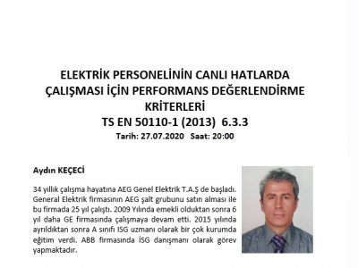 ELEKTRİK PERSONELİNİN CANLI HATLARDA ÇALIŞMASI İÇİN PERFORMANS DEĞERLENDİRME KRİTERLERİ SEMİNERİ