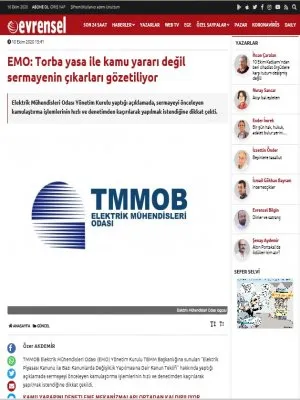 EMO: TORBA YASA İLE KAMU YARARI DEĞİL SERMAYENİN ÇIKARLARI GÖZETİLİYOR (EVRENSEL.NET)