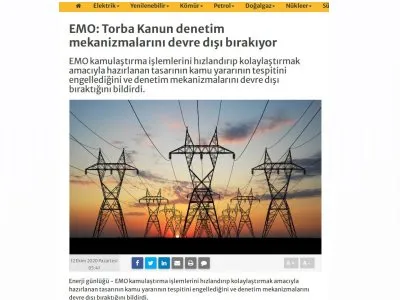 EMO: TORBA KANUN DENETİM MEKANİZMALARINI DEVRE DIŞI BIRAKIYOR (ENERJİGUNLUGU.NET)