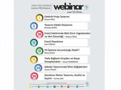 EMO ANKARA ŞUBESİ 2020 KASIM AYI WEBINARLARI DÜZENLENECEK