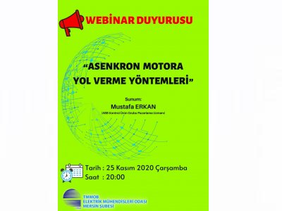 ASENKRON MOTORA YOL VERME YÖNTEMLERİ WEBİNAR EĞİTİMİ GERÇEKLEŞTİRİLECEK