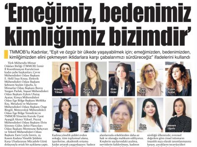 EMEĞİMİZ, BEDENİMİZ KİMLİĞİMİZ BİZİMDİR` (İZGAZETE)