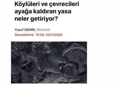 KÖYLÜLERİ VE ÇEVRECİLERİ AYAĞA KALDIRAN YASA NELER GETİRİYOR? (SOZCU.COM.TR)