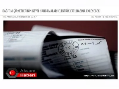DAĞITIM ŞİRKETLERİNİN KEYFİ HARCAMALARI ELEKTRİK FATURASINA EKLENECEK! (AKSAMHABERLERİ.COM)