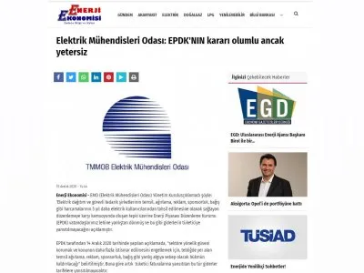 ELEKTRİK MÜHENDİSLERİ ODASI: EPDK`NIN KARARI OLUMLU ANCAK YETERSİZ (ENERJİEKONOMİSİ.COM)